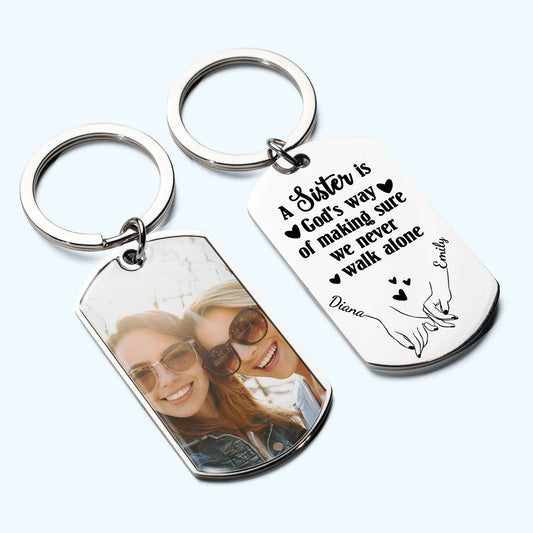 (Photo Inserted) A Sister Is God¡¯s Way - Personalized Engraved Stainless Steel Keychain